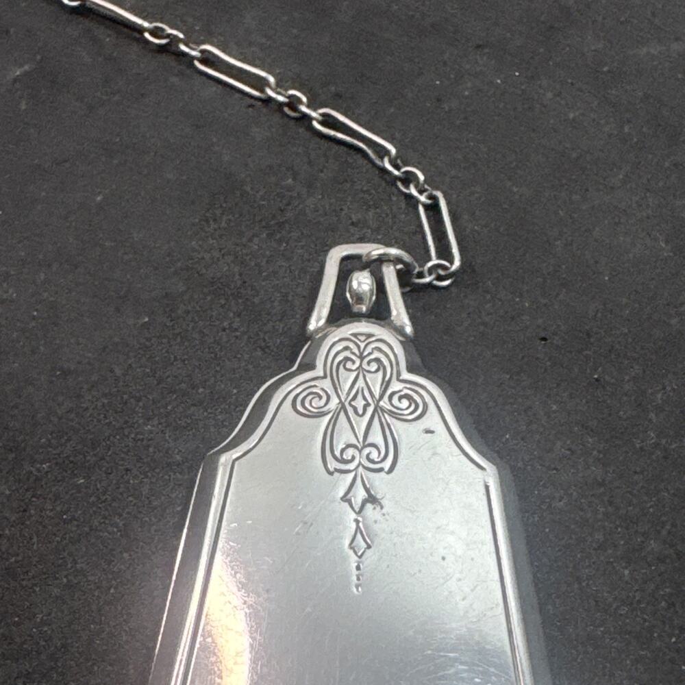 Sterling Silver Art Deco Compact with Finger Ring Chatelaine No Mono - Picture 6 of 16